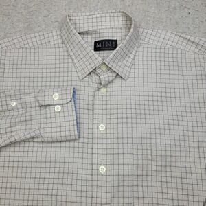 MINE Mens‎ L Tan Plaid Long Sleeve Dress Shirt London Milan New York
